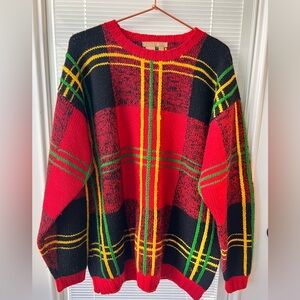 Vintage Studio 121 Plaid 100% Wool Knit Sweater Women’s Size L